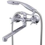 Смеситель для ванны и умывальника 1/2" керамический FRAP F2224 с шаровым переключателем крест конус