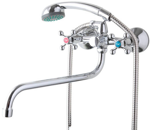 Смеситель для ванны и умывальника 1/2" керамический FRAP F2619-2 с картриджным переключателем крест